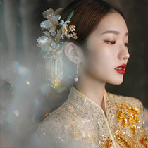 2021 New Chinese style bridal liquid flower headgear classical wedding tassel hair accessories show grass clothing cheongsam Hanfu accessories