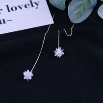 S925 two wear super-fairy ice floes Soulin line pure silver sweet and beautiful girl net red temperamental long Japan-ROK 100 hitch earrings