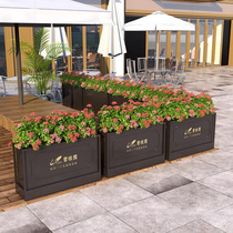 Outdoor stainless steel combination flower box flower bed outside municipal flower stand Road three-dimensional iron flower trough real estate tree box