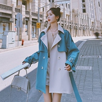 Windbreaker coat womens long spring and autumn clothing 2021 New French style this year popular temperament small man coat