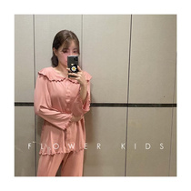 Flowers and children Little paved Korean childrens clothing 21 summer New peekaboo Recommended b Comfortable Floral Side Parent-child home Sleeping Clothes