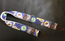 Handmade original Van Gogh and oil painting 5CM plus sponge pad universal guitar strap electric guitar strap bass strap