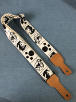 Original handmade comic girl and Witch Beige universal guitar strap Suitable for electric guitar Folk guitar