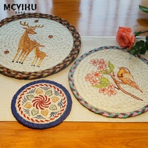 European style American woven hand-painted coaster placemats pot mat insulation fabric home model dining table decoration ornaments