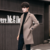 Winter New woolen coat men long Korean slim trend cashmere trench coat mens woolen casual coat