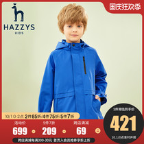 hazzys childrens wear haggis boys thin trench coat 2021 spring new solid color simple hooded coat top