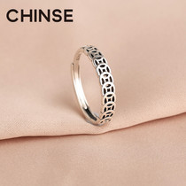 s925 sterling silver retro ring female fortune gathering money coin personality design simple niche opening transfer ring tide tide