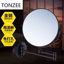 All copper punch-free Black Beauty Mirror makeup mirror black mirror retro makeup glass magnifying glass bathroom mirror