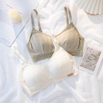 White bandeau anti-light underwear female chest small thin summer without steel rims anti-sagging thin student bra cover