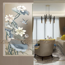 Chinese art glass screen partition home decoration living room entrance aisle frosted carved custom craft glass