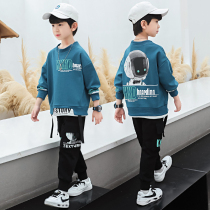 Boy Clothing Boy Spring Clothing Suit 2022 Spring Autumn New Children Handsome Boy Foreign Air Weaters Two Sets Trendy Tide