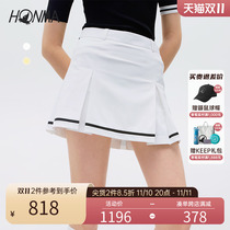 HONMA2022 New Sports Golf Clothing Womens Short Skirt Contrast Color Webbing Sports Pleated Skirt