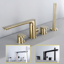  Rotating bathtub faucet Cylinder-side bathroom all-copper split four-piece rain shower hot and cold faucet set