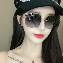 Hong Kong I Tgreg borderless sunglasses Womens anti-UV large round face Thin Skin-Tide Glasses Polarized Ink mirror