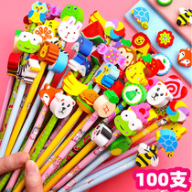 100 cute pencils kindergarten primary school students first grade cartoon pencil with eraser learning prize gift