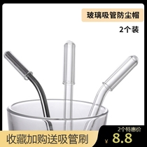 Glass straw dust plug lazy straw cap silicone anti-saliva antibacterial and environmental protection suction pipe sleeve accessories Universal