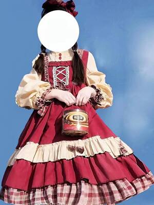 taobao agent Little Red Riding Hood, demi-season trench coat, plus size, Lolita OP, Lolita style