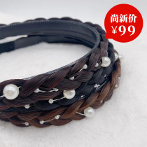Hairband female wig braid Korean version of Joker cute pearl headdress simple fairy anti-skid rubber band