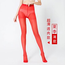 Wangsha colored red ultra-thin stockings married bride pantyhose sexy summer this life year to play socks candy color