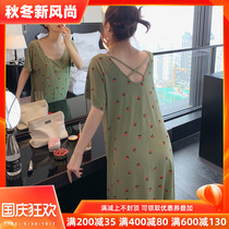 Nightdress women 2021 new summer modal cotton thin loose pajamas small sexy backless floral home clothes
