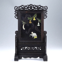 Early Republic of China hardwood Baobao embedded inkstone screen Western antique collectibles Chinese return antique old objects