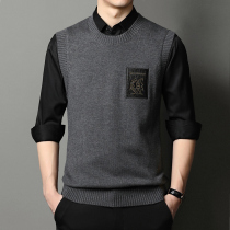 Spring and autumn winter with wool vest mens round neck trend knitted waistcoat with sleeveless sweater waistcoat