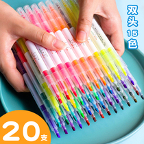 Double-head highlighter marker pen large-capacity color marker pen window candy color thick head stroke key light color eye protection fluorescent pen endorsement artifact students use note marking graffiti writing