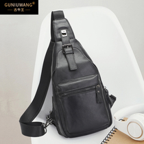 Leather chest Bag Mens shoulder bag Crossbody Bag Mens bag casual large capacity first layer cowhide card Sports Backpack