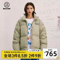 BEASTER little devil grimace basic letter print down jacket simple new mens cotton coat tide