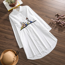 Maternity shirt Maternity dress autumn suit Autumn cotton 2021 long-sleeved top spring and autumn loose shirt