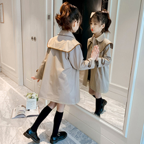 Girl autumn windbreaker 2021 New Korean version of long children Net Red Spring and Autumn fashionable casual jacket foreign gas