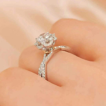 Van Dafu Bai 18K gold group Diamond female ring six-claw diamond wedding diamond ring custom