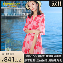 OUROSESAN extravagant brand chiffon short little dress Thailand Sanya beach beach dress