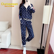 OUROSESAN LIGHT EXTRAVAGANT BRAND SPORTSWEAR SUIT WOMEN SPRING AUTUMN LOOSE Slim Big Code Open Jersey Clothing two sets