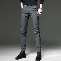 Summer thin mens business dress casual pants Trend brand Korean slim-fit small feet stretch trousers Long pants
