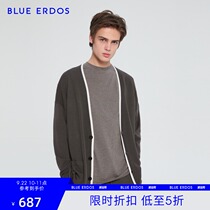 BLUE ERDOS mens wool Contrast worsted V-neck mens knitted cardigan