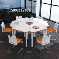 Triangle splicing table Primary School students psychological counseling room table and chair combination experiment discussion table wisdom classroom desks and chairs