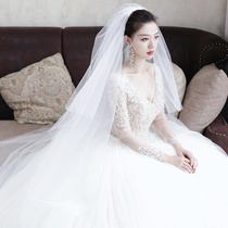 Bride veil 2021 New tailing long Senior wedding wedding wedding wedding headwear White Super fairy princess French
