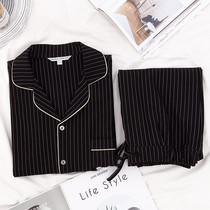 Word-of-mouth recommendation ~ BI into the Japanese ins style simple stripes couples mens pajamas female Modal home wear