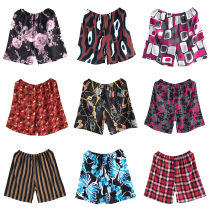 Big pants shorts silk pajamas summer hot pants print beach pants men home fattening up imitation silk