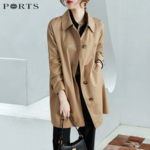 Baozi womens khaki windbreaker long 2021 early autumn Plaid colorblock versatile English jacket