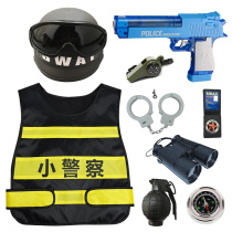  Childrens little police toy set Black cat sheriff house boy puzzle equipment props sound and light toy gun man
