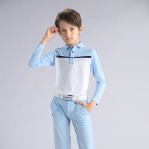 New eg childrens golf clothes spring and autumn boys coat polo shirt teenagers gold long sleeve Super bullet