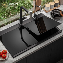 Cohenna quartz stone sink kitchen invisible large single tank washing basin concealed dishwashing pool cover plate cramp tap