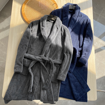Foreign trade export remaining tail list ~ autumn and winter men double-sided velvet warm robe home clothing long bathrobe 11747