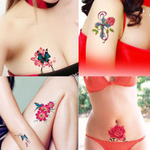 Hipster tattoo stickers waterproof men and women lasting butterfly rose peony simulation peach flower collarbone chest sexy beauty