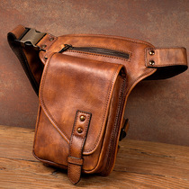 Slow-time Tanning Cowhide shoulder bag Mens Leather Leather running bag Pure Hand Wash Chest Bag Casual Leg Bag Riding Bag
