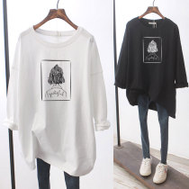 2022 PURE COTTON LADY LONG SLEEVE T-SHIRT BLOUSE WITH LARGE CODE FEMALE DRESS LOOSE Pregnant Woman Beating Undershirt Spring Autumn Clothing