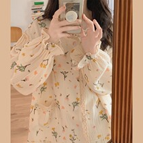 Elegant temperament ~ Earthly gentleness abounds with romantic spring summer style pyjamas with female gauze cotton ins and sweetness sleeping dress