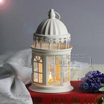 Simple European retro wrought iron lamp White Castle candle table idyllic decorative lamp wedding wedding ornaments